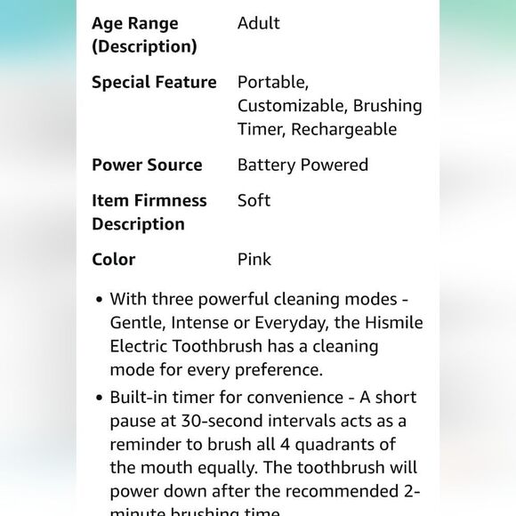 Hismile Rechargable Electric Toothbrush- Pink - Picture 6 of 9